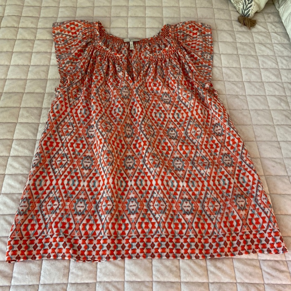 Joie Cotati Silk Aztec Print Blouse Extra Small